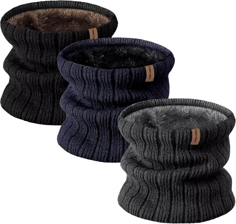 FANCY WELL Winter Neck Gaiter for Men – 3 Pack Ski Neck Warmer, Fleece Face Mask Cover, Cold Weather Neck, Neck Warmers - Image 1